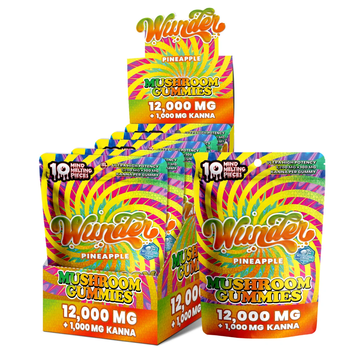Wunder High Potency Mushroom Gummies + Kanna | Pineapple